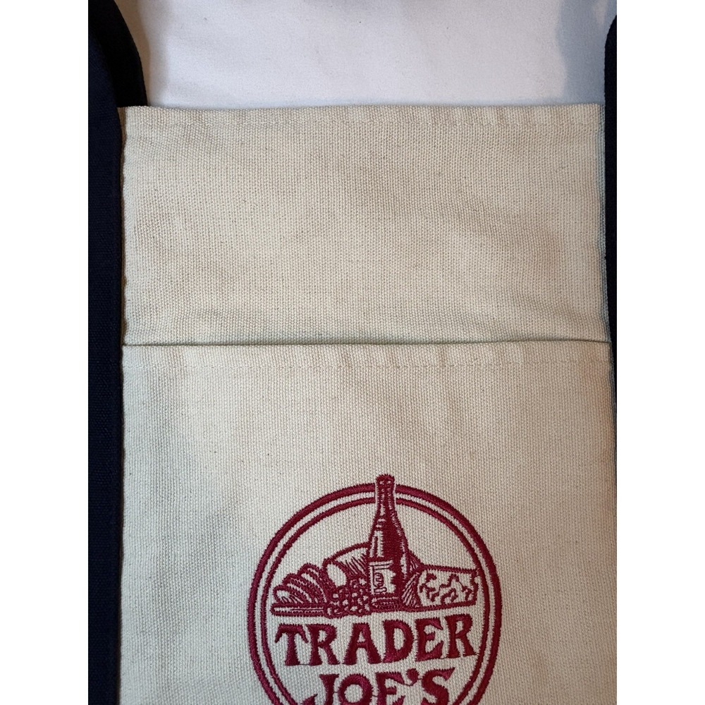 Trader Joe's Large Classic Canvas Reusable Tote Bag White & Navy 20x14x6 - Picture 7 of 7
